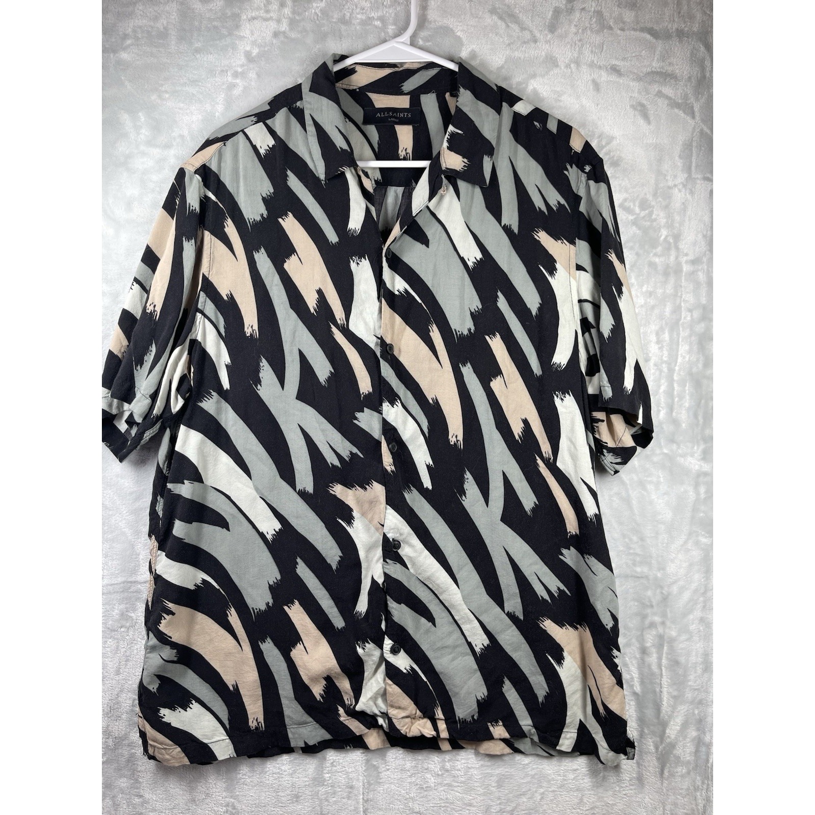 All Saints Black And Beige Casual Button Down Shirt